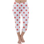 Polka Dots - Pastel Red on White Capri Winter Leggings
