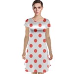 Polka Dots - Pastel Red on White Cap Sleeve Nightdress