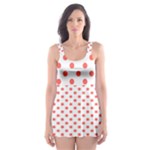 Polka Dots - Pastel Red on White Skater Dress Swimsuit