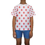 Polka Dots - Pastel Red on White Kid s Short Sleeve Swimwear