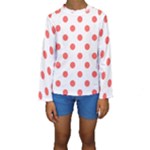 Polka Dots - Pastel Red on White Kid s Long Sleeve Swimwear