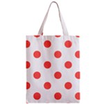 Polka Dots - Pastel Red on White Zipper Classic Tote Bag