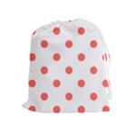 Polka Dots - Pastel Red on White Drawstring Pouch (XL)
