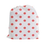 Polka Dots - Pastel Red on White Drawstring Pouch (XXl)
