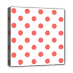 Polka Dots - Pastel Red on White Mini Canvas 8  x 8  (Stretched)