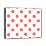 Polka Dots - Pastel Red on White Canvas 10  x 8  (Stretched)
