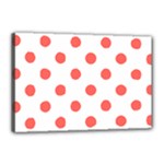 Polka Dots - Pastel Red on White Canvas 18  x 12  (Stretched)
