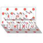 Polka Dots - Pastel Red on White Happy Birthday 3D Greeting Card (8x4)
