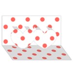 Polka Dots - Pastel Red on White Twin Hearts 3D Greeting Card (8x4)