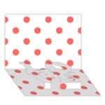 Polka Dots - Pastel Red on White LOVE Bottom 3D Greeting Card (7x5)