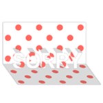 Polka Dots - Pastel Red on White SORRY 3D Greeting Card (8x4)