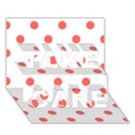 Polka Dots - Pastel Red on White TAKE CARE 3D Greeting Card (7x5)