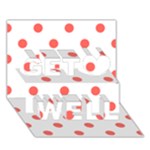 Polka Dots - Pastel Red on White Get Well 3D Greeting Card (7x5)