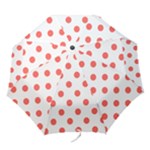 Polka Dots - Pastel Red on White Folding Umbrella