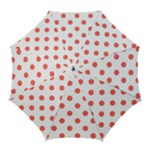 Polka Dots - Pastel Red on White Golf Umbrella