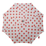 Polka Dots - Pastel Red on White Hook Handle Umbrella (Large)