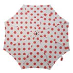 Polka Dots - Pastel Red on White Hook Handle Umbrella (Small)