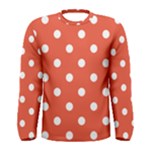 Polka Dots - White on Tomato Red Men s Long Sleeve T-shirt