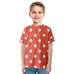 Polka Dots - White on Tomato Red Kid s Sport Mesh Tee