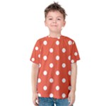 Polka Dots - White on Tomato Red Kid s Cotton Tee