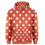 Polka Dots - White on Tomato Red Men s Zipper Hoodie