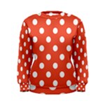 Polka Dots - White on Tomato Red Women s Sweatshirt