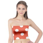 Polka Dots - White on Tomato Red Tube Top