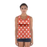 Polka Dots - White on Tomato Red Women s Sport Tank Top