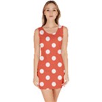 Polka Dots - White on Tomato Red Bodycon Dress