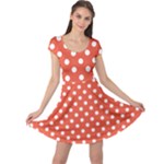 Polka Dots - White on Tomato Red Cap Sleeve Dress