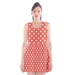 Polka Dots - White on Tomato Red Scoop Neck Skater Dress