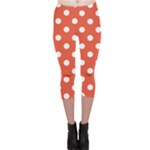 Polka Dots - White on Tomato Red Capri Leggings