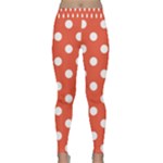 Polka Dots - White on Tomato Red Yoga Leggings