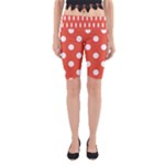 Polka Dots - White on Tomato Red Yoga Cropped Leggings