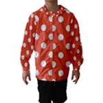 Polka Dots - White on Tomato Red Hooded Wind Breaker (Kids)