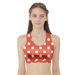 Polka Dots - White on Tomato Red Women s Sports Bra with Border