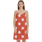 Polka Dots - White on Tomato Red Women s Reversible Sports Bra with Border
