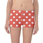 Polka Dots - White on Tomato Red Boyleg Bikini Bottoms