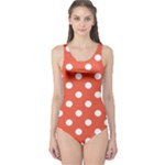 Polka Dots - White on Tomato Red One Piece Swimsuit