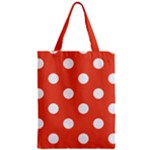 Polka Dots - White on Tomato Red Zipper Classic Tote Bag