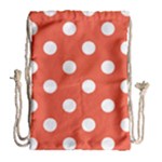 Polka Dots - White on Tomato Red Drawstring Bag (Large)