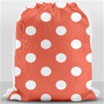 Polka Dots - White on Tomato Red Drawstring Bag (Large)