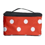 Polka Dots - White on Tomato Red Cosmetic Storage Case