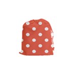 Polka Dots - White on Tomato Red Drawstring Pouch (S)