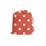 Polka Dots - White on Tomato Red Drawstring Pouch (M)