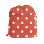 Polka Dots - White on Tomato Red Drawstring Pouch (XXl)