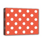 Polka Dots - White on Tomato Red Deluxe Canvas 16  x 12  (Stretched)