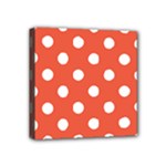 Polka Dots - White on Tomato Red Mini Canvas 4  x 4  (Stretched)