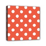 Polka Dots - White on Tomato Red Mini Canvas 6  x 6  (Stretched)