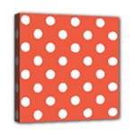 Polka Dots - White on Tomato Red Mini Canvas 8  x 8  (Stretched)